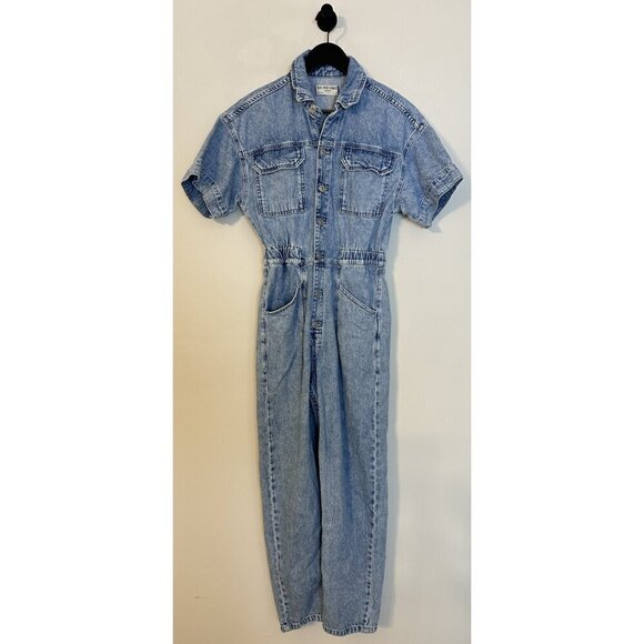 FREE PEOPLE Marci Denim Jumpsuit in Wash Powder Size Small - Picture 3 of 10